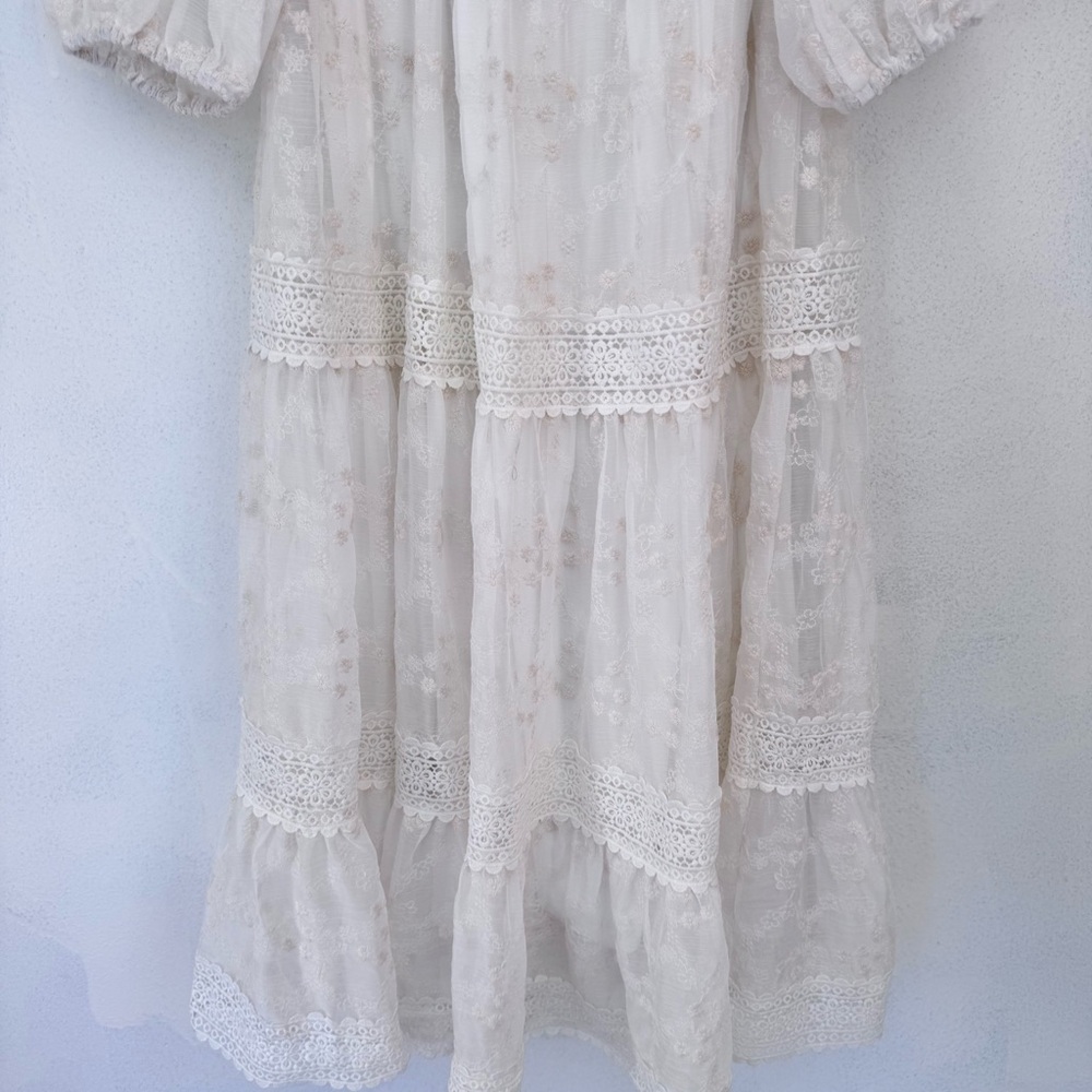 A Collective Story Peasant Boho Tiered Maxi Dress White size Medium NWT NEW - Picture 12 of 12